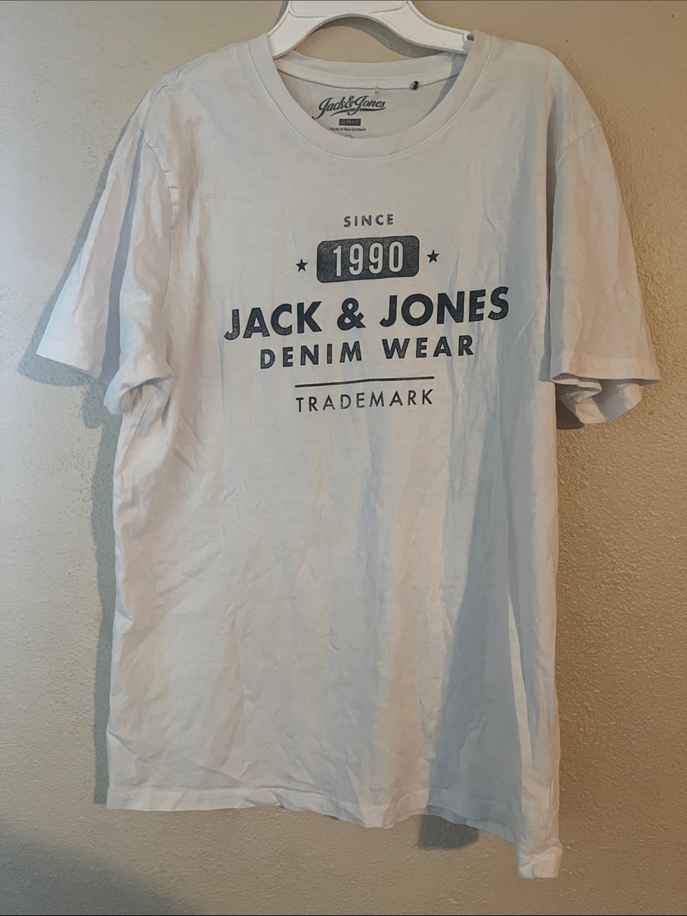 Men’s XL Jack & Jones White Short-Sleeve Logo Tee